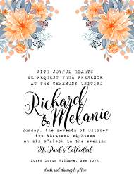 Autumn Halloween wedding invitation greeting card orange peach chrysanthemum sunflower floral dahlia editor