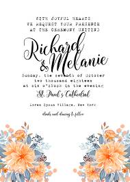 Autumn Halloween wedding invitation greeting card orange peach chrysanthemum sunflower floral dahlia maker