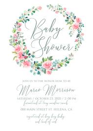 Baby shower invitation set watercolor blush pink rose greenery card template 5x7 in online editor