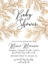 Baby shower wedding invitation cards embossing gold foil herbal greenery 5x7 in invitation editor