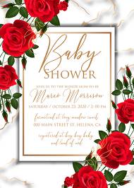 Baby shower wedding invitation Red rose marble background card template 5x7 in download