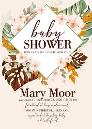 Boho tropical monstera green terracotta palm leaves flower baby shower wedding invitation set 5x7 in invitation maker