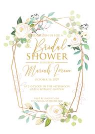 Bridal shower wedding invitation set white rose peony herbal greenery 5x7 in personalized invitation