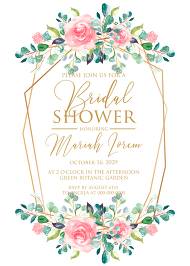Bridal shower invitation set watercolor blush pink rose greenery card template 5x7 in customizable template