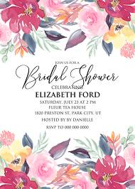 Bridal shower invitation watercolor wedding marsala peony pink rose eucalyptus greenery 5x7 in pdf 