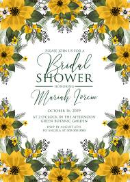 Bridal shower invitation wedding invitation set sunflower yellow flower 5x7 in invitation maker