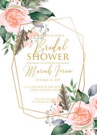 Bridal shower peach rose watercolor greenery fern wedding invitation 5x7 in online editor