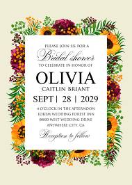 Bridal shower sunflower peony marsala burgundy greenery hippophae wedding Invitation set 5x7 in invitation editor