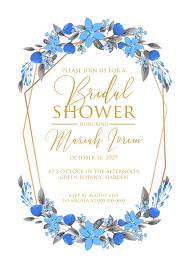 Bridal shower wedding invitation card template blue floral anemone 5x7 in invitation editor