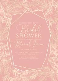 Bridal shower wedding invitation cards embossing blush pink gold foil herbal greenery 5x7 in create online invitation maker