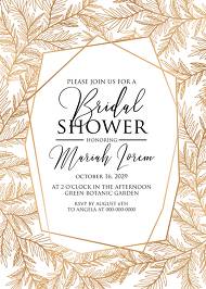 Bridal shower wedding invitation cards embossing gold foil herbal greenery 5x7 in customize online