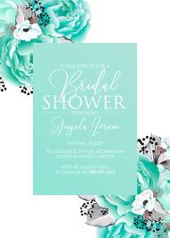 Bridal shower wedding invitation set blue mint rose peony printable card template 5x7 in create online