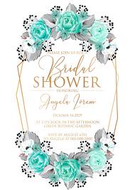 Bridal shower wedding invitation set blue mint rose peony printable card template 5x7 in online maker