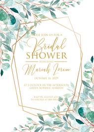Bridal shower wedding invitation set gold leaf laurel watercolor eucalyptus greenery 5x7 in invitation maker
