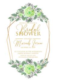 Bridal shower wedding invitation set green rose ranunculus camomile eucalyptus 5x7 in download