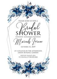 Bridal shower wedding invitation set poinsettia navy blue winter flower berry 5x7 in customize online