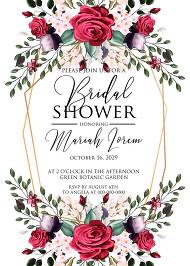 Bridal shower wedding invitation set watercolor marsala red burgundy rose peony greenery 5x7 in invitation editor