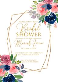 Bridal shower wedding invitation set watercolor navy blue rose marsala peony pink anemone greenery 5x7 in invitation editor