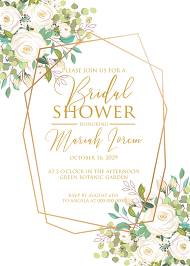 Bridal shower wedding invitation set white rose peony herbal greenery 5x7 in customize online