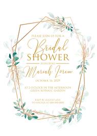 Bridal shower wedding invitation wedding set gold leaf laurel watercolor eucalyptus greenery 5x7 in invitation editor