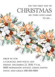 Christmas Party Invitation cotton winter wedding invitation fir peach rose wreath customizable template
