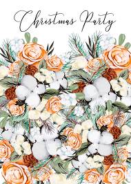 Christmas Party Invitation cotton winter wedding invitation fir peach rose wreath online maker