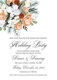 Christmas Party Invitation cotton winter wedding invitation fir peach rose wreath wedding invitation maker
