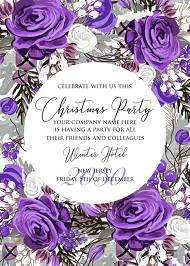 Christmas party invitation wedding card violet rose fir berry winter floral wreath 5x7 in create online