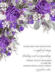 Christmas party invitation wedding card violet rose fir berry winter floral wreath 5x7 in customizable template