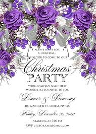 Christmas party invitation wedding card violet rose fir berry winter floral wreath 5x7 in edit online