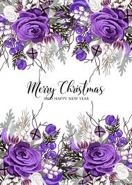 Christmas party invitation wedding card violet rose fir berry winter floral wreath 5x7 in invitation editor