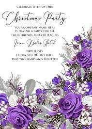 Christmas party invitation wedding card violet rose fir berry winter floral wreath 5x7 in online maker
