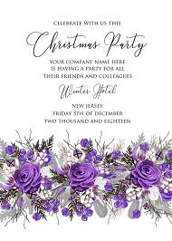 Christmas party invitation wedding card violet rose fir berry winter floral wreath 5x7 in editor