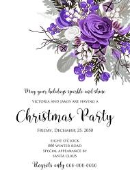 Christmas party invitation wedding card violet rose fir berry winter floral wreath 5x7 in wedding invitation maker