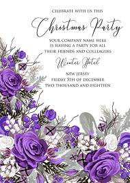 Christmas party invitation wedding card violet rose fir berry winter floral wreath 5x7 in wedding invitation maker
