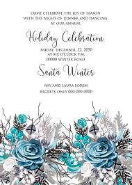 Christmas party Invitation winter wedding invitation Blue rose fir invitation maker