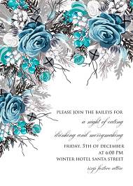 Christmas party Invitation winter wedding invitation Blue rose fir online editor