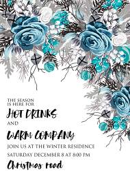 Christmas party Invitation winter wedding invitation Blue rose fir online maker