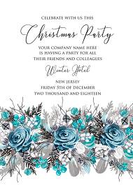 Christmas party Invitation winter wedding invitation Blue rose fir download