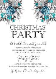 Christmas party Invitation winter wedding invitation Blue rose fir editor