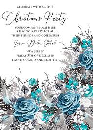 Christmas party Invitation winter wedding invitation Blue rose fir wedding invitation maker