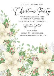 Christmas Party invitation winter white poinsettia flower cranberry greenery 5x7 create online