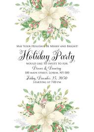 Christmas Party invitation winter white poinsettia flower cranberry greenery 5x7 edit online