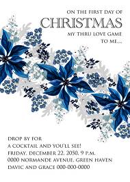 Christmas party wedding invitation set poinsettia navy blue winter flower berry 5x7 in customizable template