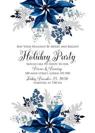 Christmas party wedding invitation set poinsettia navy blue winter flower berry 5x7 in customize online