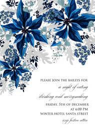 Christmas party wedding invitation set poinsettia navy blue winter flower berry 5x7 in wedding invitation maker