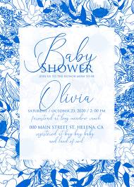 Classic blue anemone floral wedding invitation set baby shower 5x7 in online maker