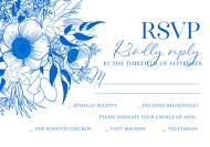 Classic blue anemone floral wedding invitation set RSVP card template 5x3.5 in online editor