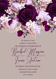 Dark marsala Rose wedding invitation card template burgundy peony ranunculus greenery 5x7 in online editor