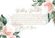 Details card peach rose watercolor greenery fern wedding invitation 5x3.5 in online editor